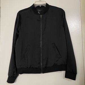 Forever 21 black full zip imperfectly perfect embroidered jacket size small